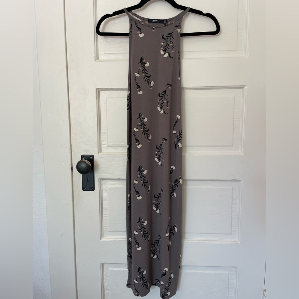 Obey Propaganda Gray Floral Maxi Dress (S)